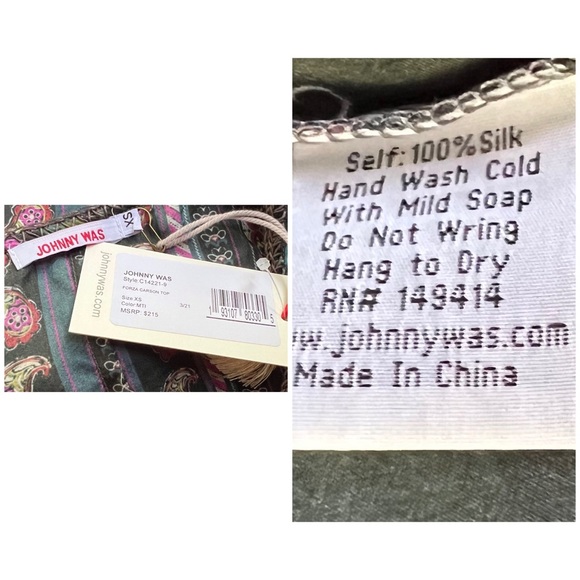 Johnny Was Forza Carson Silk Floral Blouse XS - Picture 12 of 12